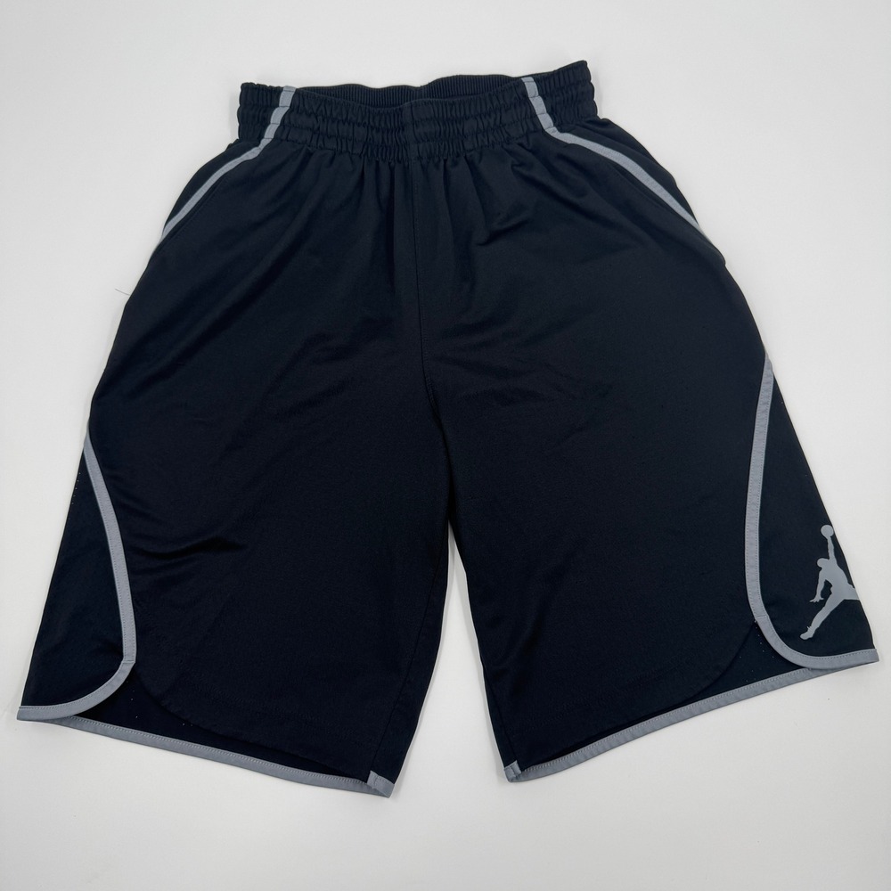 Jordan Boys Dri-FIT Basketball Shorts Black Grey Jumpman AA5581-010 Size Medium